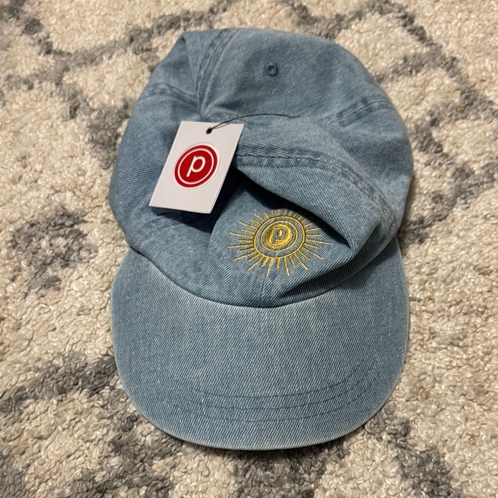 Blue Denim Cap with Sun Embroidery